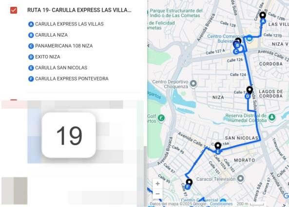 Mapa de ruta y cobertura de visitas